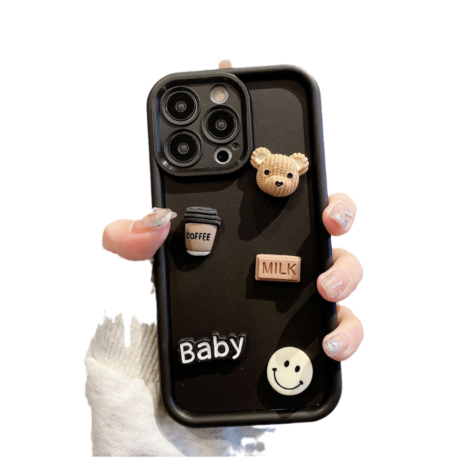 Gao Zhu para Apple 16PRO Coffee Bear Jewelry Funda para teléfono móvil iPhone11/12 Funda protectora anticaídas todo incluido