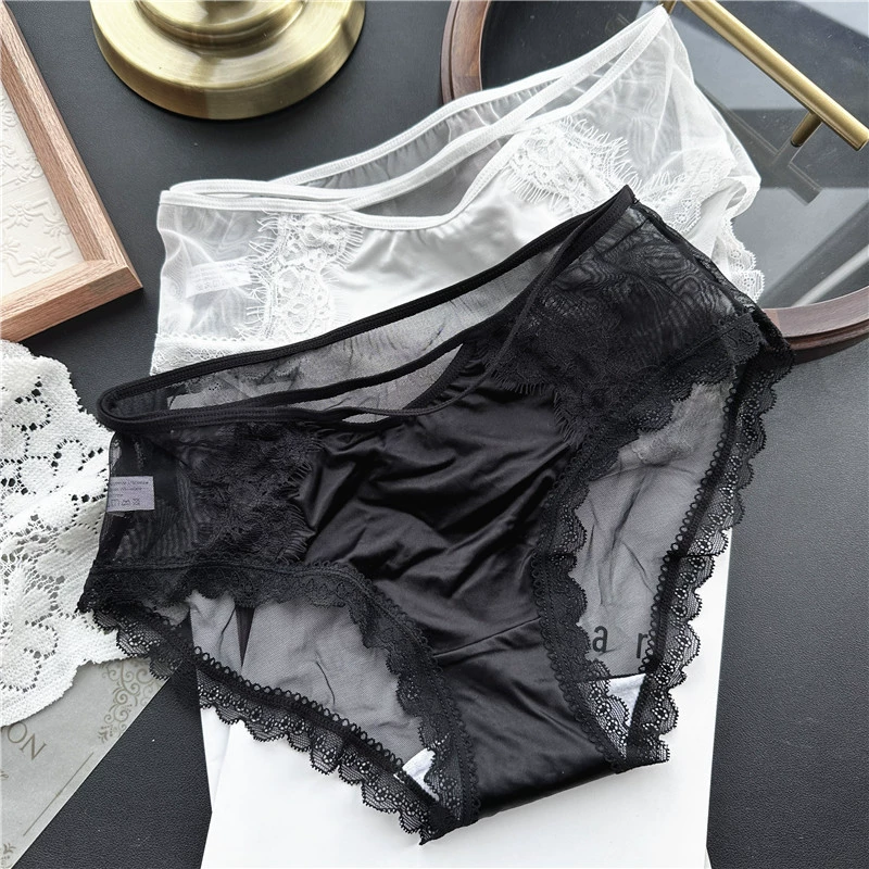 【80-120 catties】0509# Подростковое <!sexy> и милое пересеченное ледяное шелковое кружевное сетчатое белье низкая талия женщины
