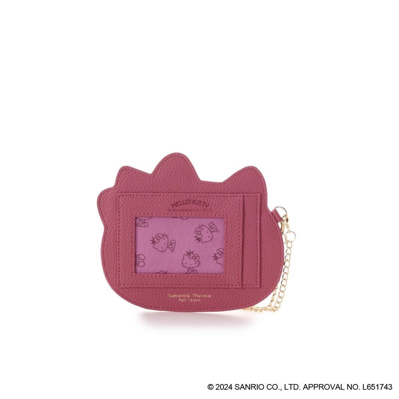 Hello Kitty50周年蝴蝶结格纹收纳卡包可爱卡通大脸造型链条包挂|undefined