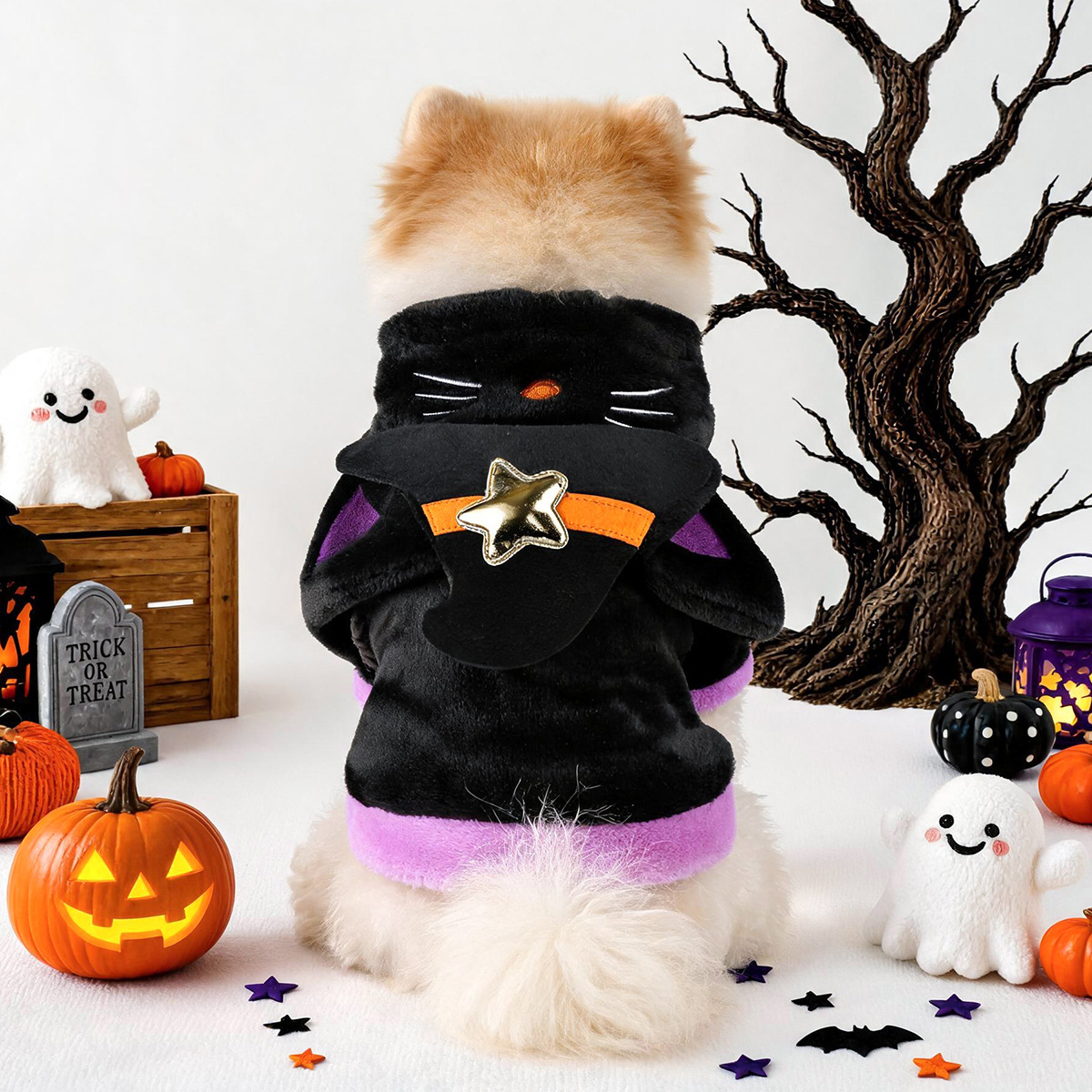 Ropa para perros y gatos PETCIRCLE, colección de otoño e invierno, forrada de lana, cálida, con un lindo diseño transformable.