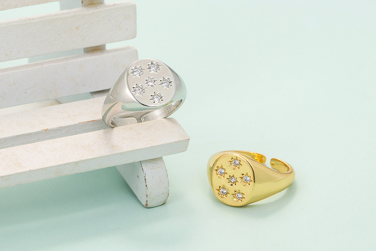 Birthday Occasion Copper Material Metal Plating Geometric Zircon Copper Rings