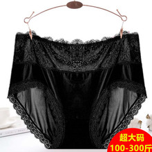 300斤欧美外贸高腰加大码内裤胖MM性感网纱短裤蕾丝冰丝女三角裤