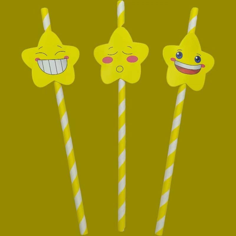 Pajita de papel de fiesta Pajita de tarjeta sonriente de celebridades de Internet Postre degradable desechable Pajita decorativa de té con leche