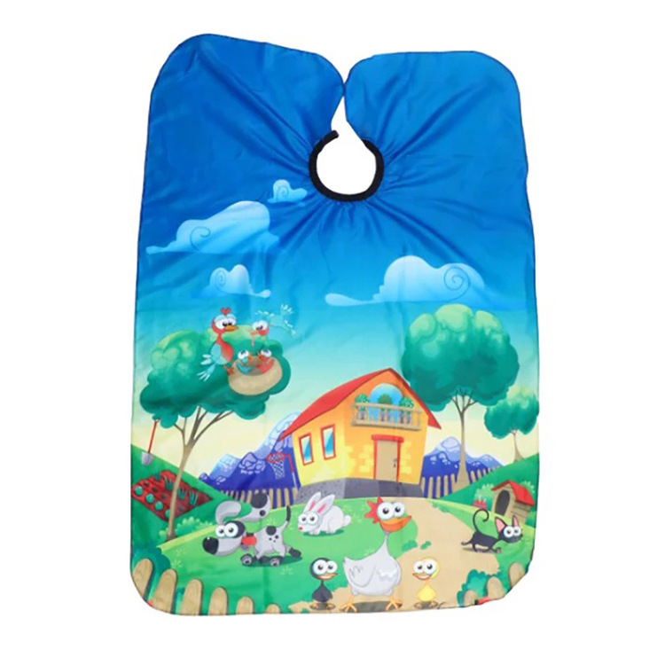 Amazon supply children's aprons, children's cartoon aprons for haircuts, hair-cutting aprons for children, non-stick hair aprons