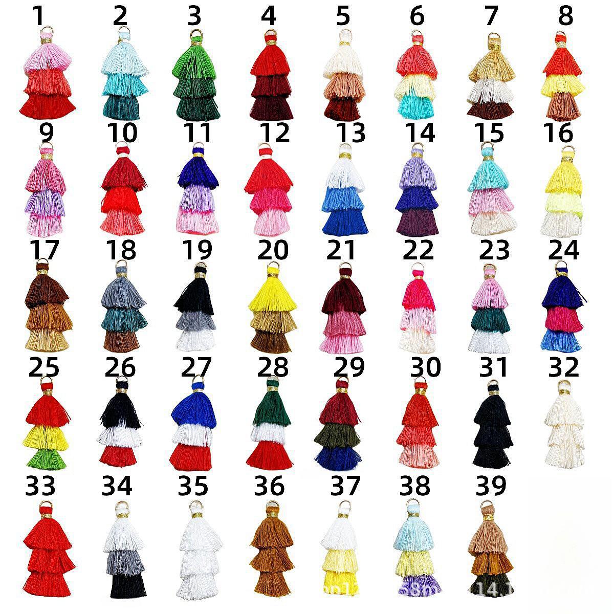 Direct Sale from the Manufacturer: Three-Layer Tassel Pagoda Color-Blocking Cotton Thread Tassel DIY Handmade Clothing and Bag Mixed-Color Chinese Style Pendant
