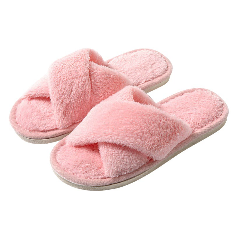 Осенне-зимние плюшевые женские хлопковые тапочки для дома, нескользящая деревянная напольная пара, обувь в корейском стиле, пушистая и теплая