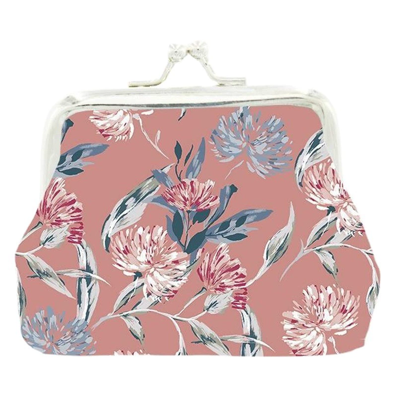Лидер продаж, кошелек для монет со свежим цветочным принтом, милый студенческий маленький кошелек для девочек, золотая сумка с железной пряжкой, сумка для ключей, кошелек для монет