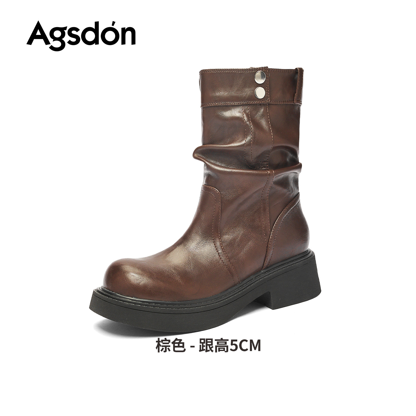 Botas cortas marrones para mujeres 2026 nuevo otoño y invierno retro con suela gruesa de tubo medio Meiradega vello botas Martin