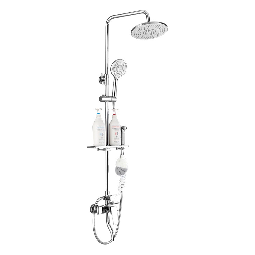 FAAO grifo de cobre cabeza de ducha traje abierto-montado tres salida de agua ajustable sobrealimentado ducha cabeza traje