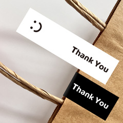 方形感謝封條貼紙簡約笑臉禮物封口貼包裝袋密封貼不乾膠標籤