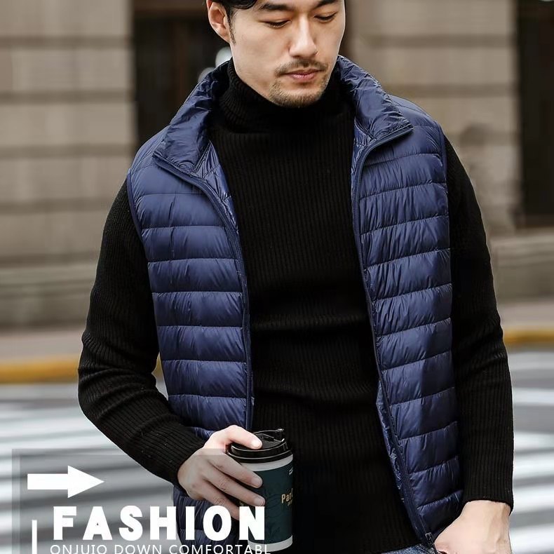 Transfronterizo Tik Tok otoño invierno chaqueta de plumón hombre chaleco ligero y delgado de tamaño grande ocio a prueba de frío y caliente chaqueta de hombro de papá image 9