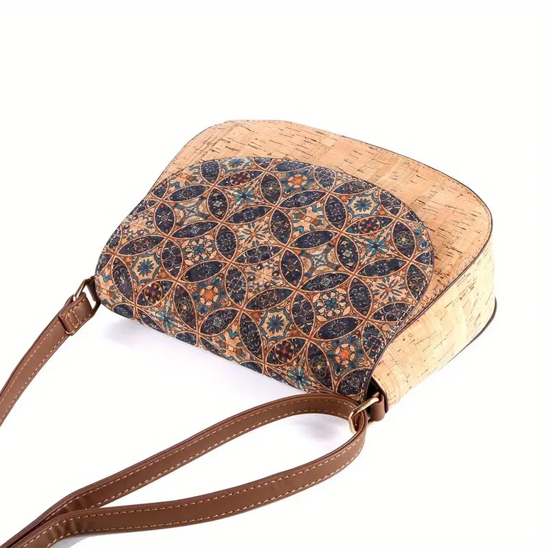 2024 New Cork Print Art Flip Saddle Versatile Casual Butterfly Back Zipper Crossbody Bag_voghion.com