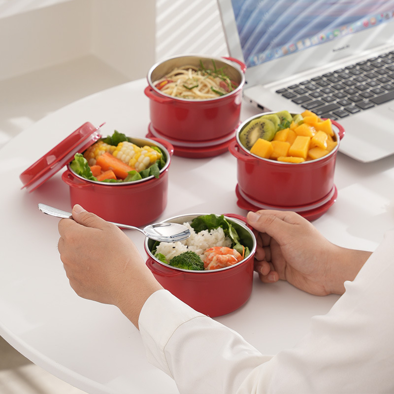 304 aislamiento de acero inoxidable hogar caja de almuerzo de aluminio calentamiento de microondas para estudiantes de oficina con comida caja de almuerzo