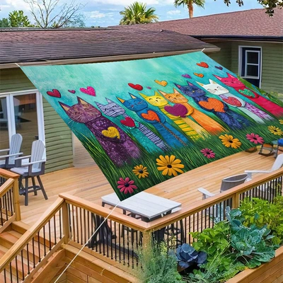Cross-border outdoor sunshade fabric for courtyard terrace ceiling, waterproof and sun-proof canopy hanging cloth, printed decorative fabric for ambiance decoration (Avtomobil yan çətirləri) - sunshade-sail-1189-185-240cm