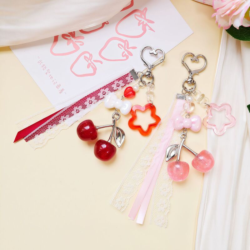【Soft Cherry Star Dream】Lace Big Cherry Creative Exquisite Star Bow Delicate Shimmering Keychain Bag Pendant 【Soft Cherry Star Dream】Lace Big Cherry Creative Exquisite Star Bow Delicate Shimmering Keychain Bag Pendant