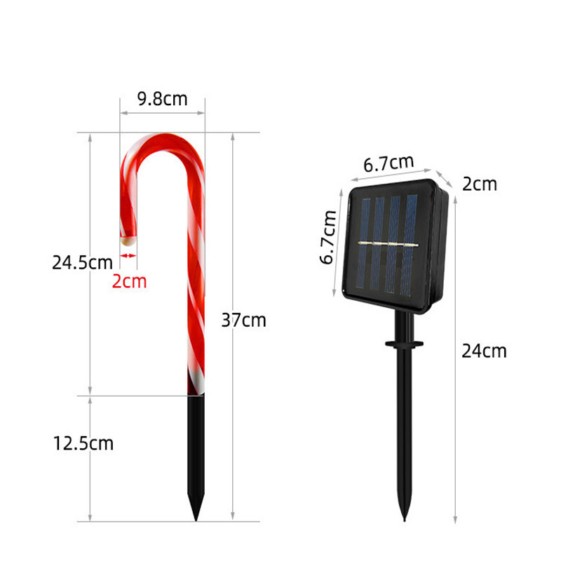 Nuevo bastón de navidad luz solar enchufe de tierra navidad candy muleta cadena de luz led paraguas gancho de cinco piezas cadena de luz de césped