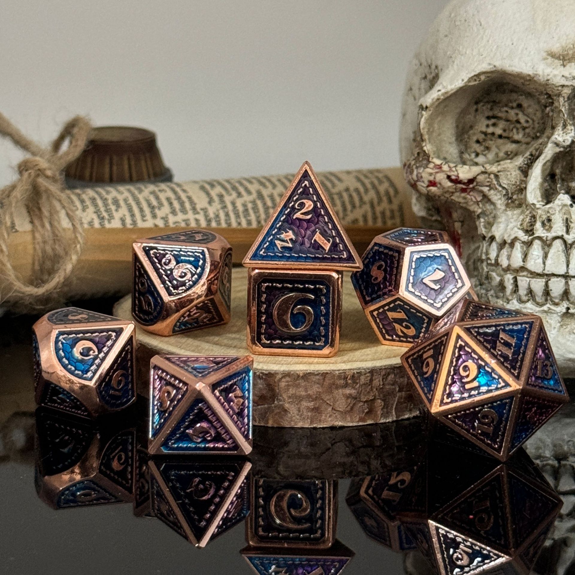 Dados de metal dnd dragón y mazmorras juego de mesa juego de dados sólidos trpg running ground poliedro cromado