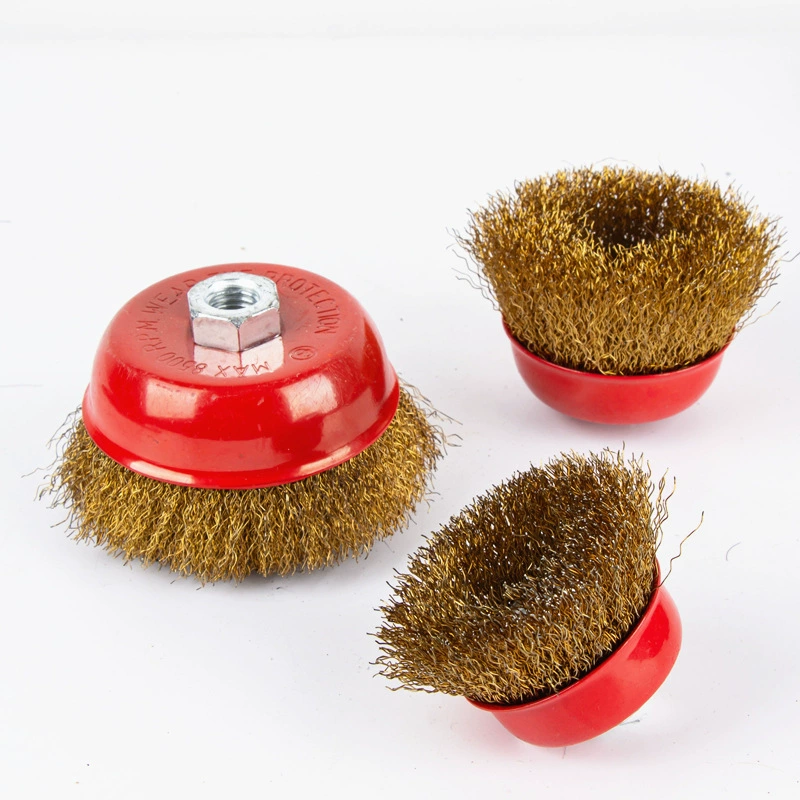 3-дюймовый покрытый медной проволокой тип чаши стальной проволочной щетки угловая шлифовальная машина специальная шлифовальная шлифовальная шлифовальная шлифовальная шлифовальная шлифовальная шлифовальная шлифовальная шлифовальная шлифовальная шлифовальная шапка для удаления ржавчины 75 мм