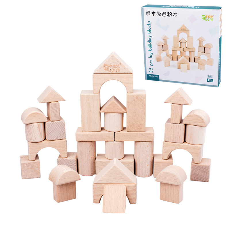 Haya Educación temprana Color Bloques de construcción para bebés Caja de madera Educación temprana para niños Juguetes de juego apilados de partículas grandes de madera