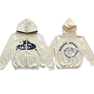 2024 European and American Sweatshirt Casual Tune Trendy Men's Full Face Zipper American Retro Casual Y2K Hoodie Sweatshirt