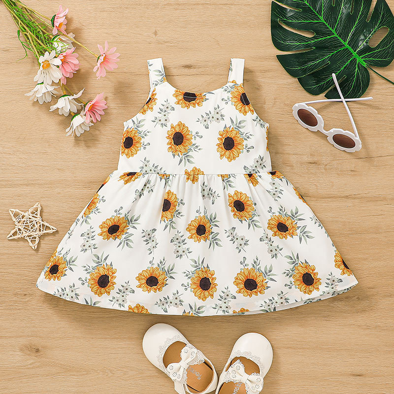 2022 New Children's Suspender Skirt European And American Chrysanthemum Sleeveless Dress display picture 4