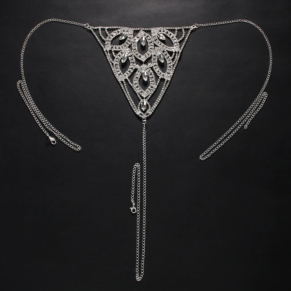 Европейско-американский кроссбордный body chain с rhinestones, блестящее ночное колье, кристаллическая листовая цепочка для женского тела, сексуальное нижнее белье