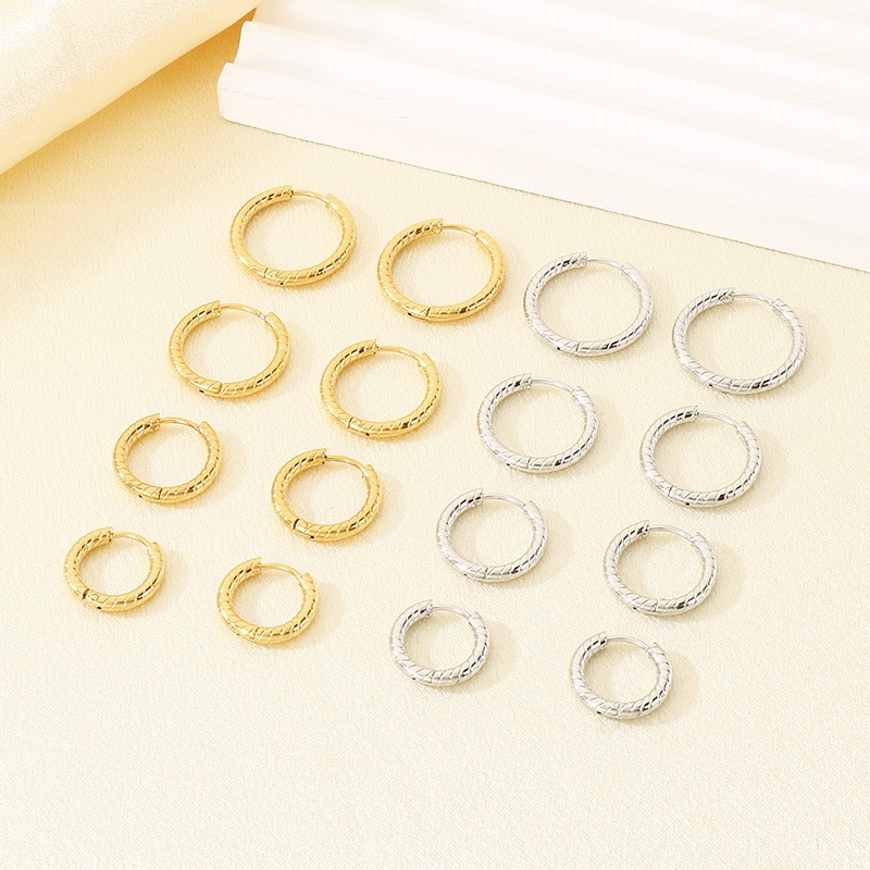 Pendientes de aro geométricos para mujer aros de acero inox_voghion.com