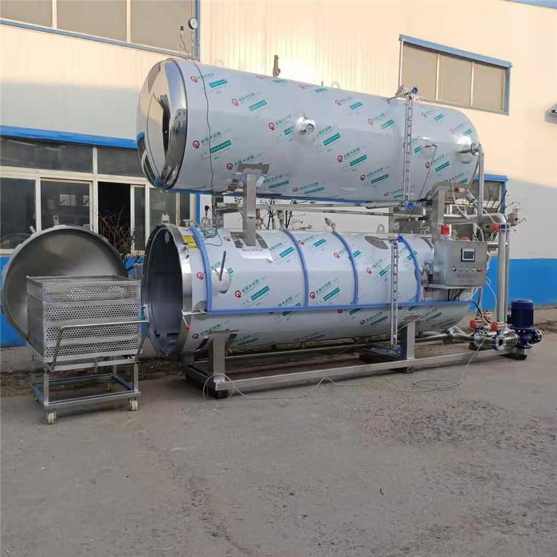 泡椒猪皮全自动杀菌釜 单锅侧淋顶喷灭菌锅 鸭头双层釜式杀菌锅