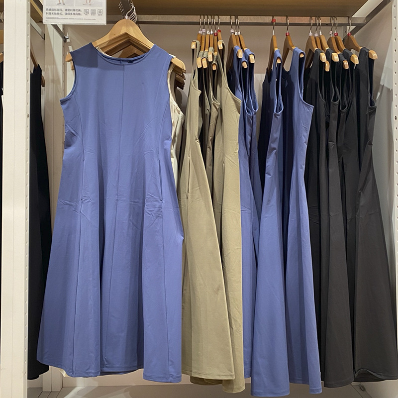 Spring and summer new women's 2025 high stretch sleeveless dress skirt inner waist with pocket long skirt 477305