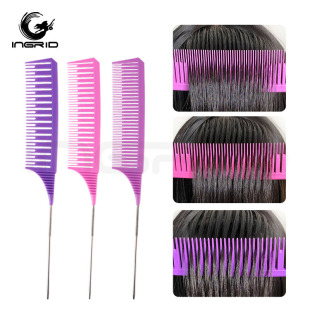 Pointed-tailed hair pick comb hair salon steel needle hair dressing partition comb modeling plastic comb bifurcated high-gloss highlight comb