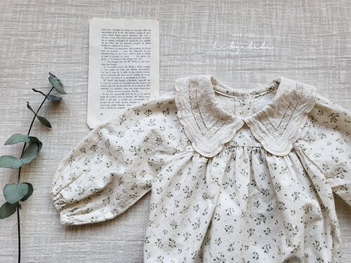  Spring New Korean Style Infant and Toddler Harness Ins Floral Jumpsuit Fresh Lapel Girls Harness