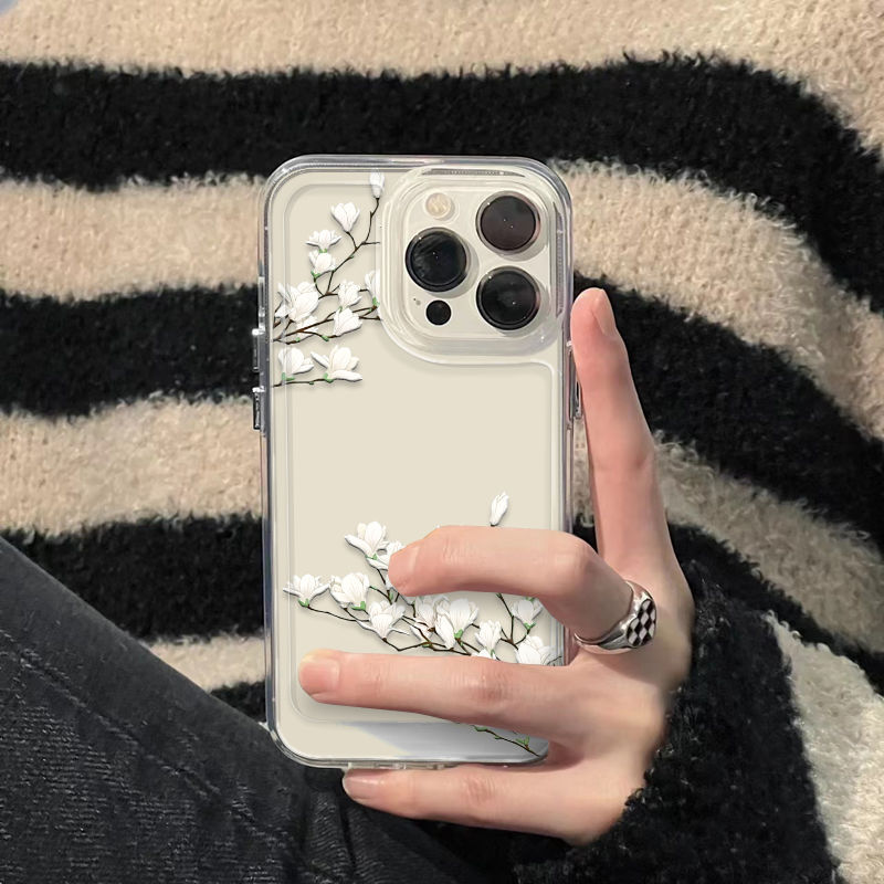 Ins Ancient Flower iPhone15 funda para teléfono móvil 14pro Apple 13 transparente 12 femenino xsmax nicho xr femenino 16