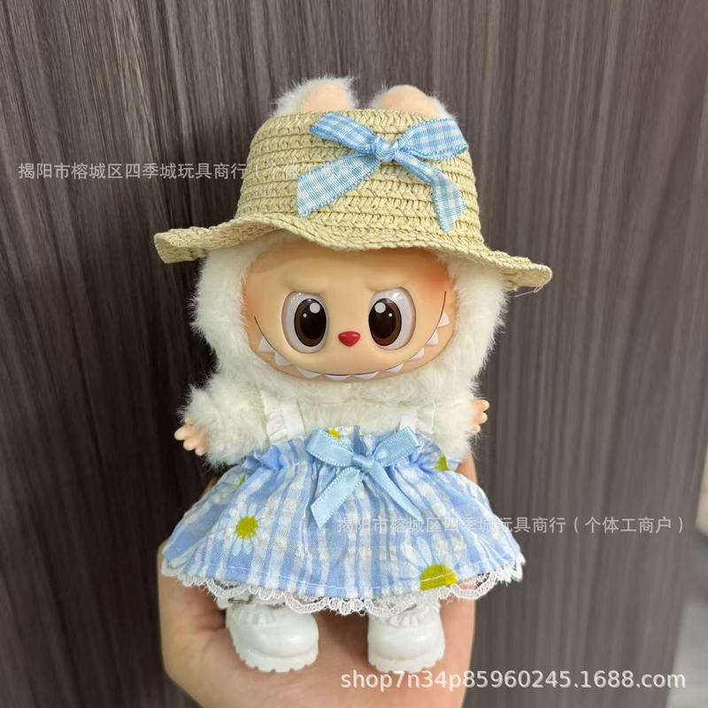 仅衣服适用潮玩Labu通用娃衣17cm毛绒玩偶挂件拉布坐姿裙子套装|undefined
