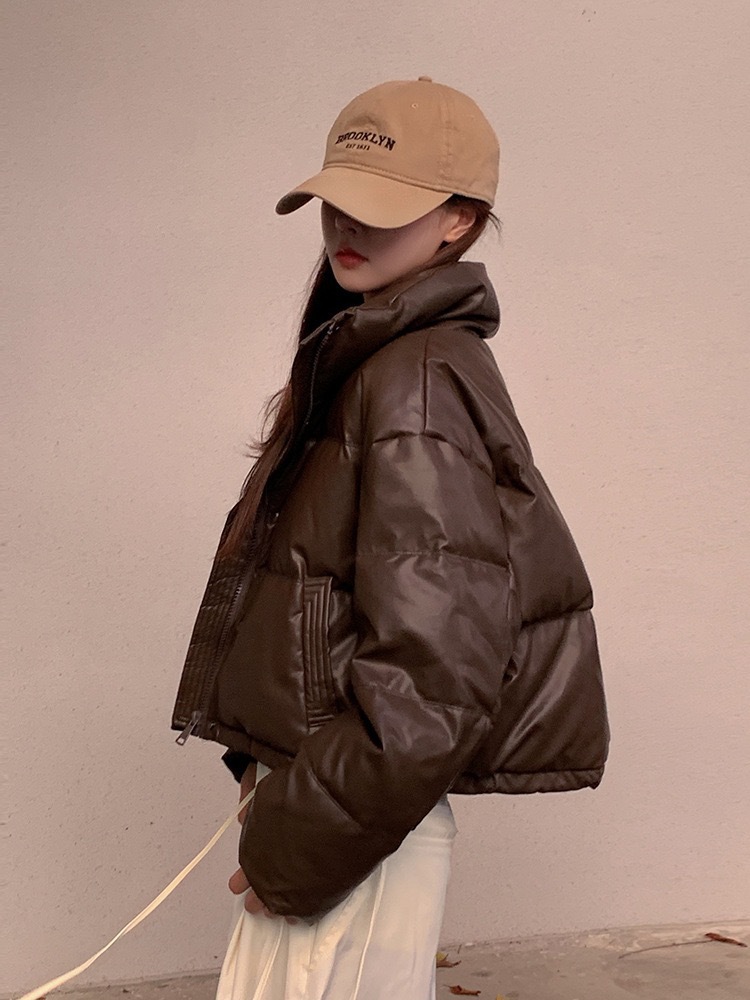 Sin lavado PU ropa de algodón para mujeres corto 2025 nuevo invierno grueso ropa de pan suelta ropa de moda de algodón chaqueta de algodón image 7