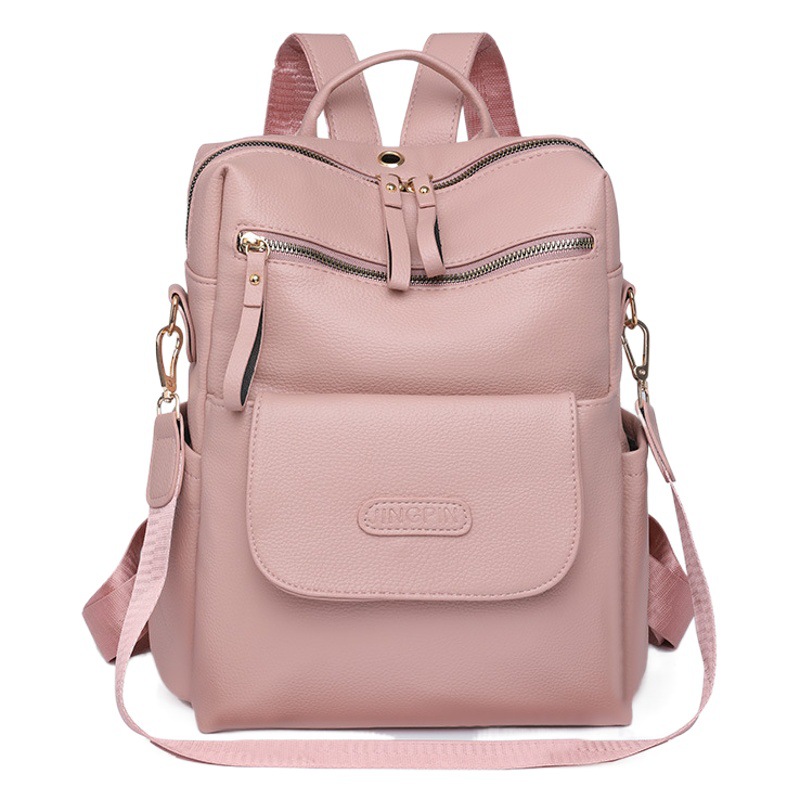 Mochila retro 2025, nueva bolsa para mujer, cuero suave de PU, gran capacidad, doble uso, bandolera, mochila informal para mujer