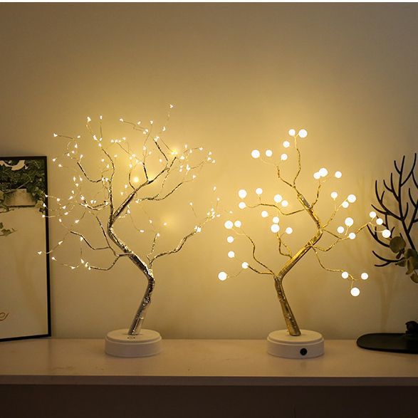 Navidad transfronteriza atmósfera de modelado LED estrella de decoración lámpara base caja de baterías USB estrella de perla lámpara de árbol