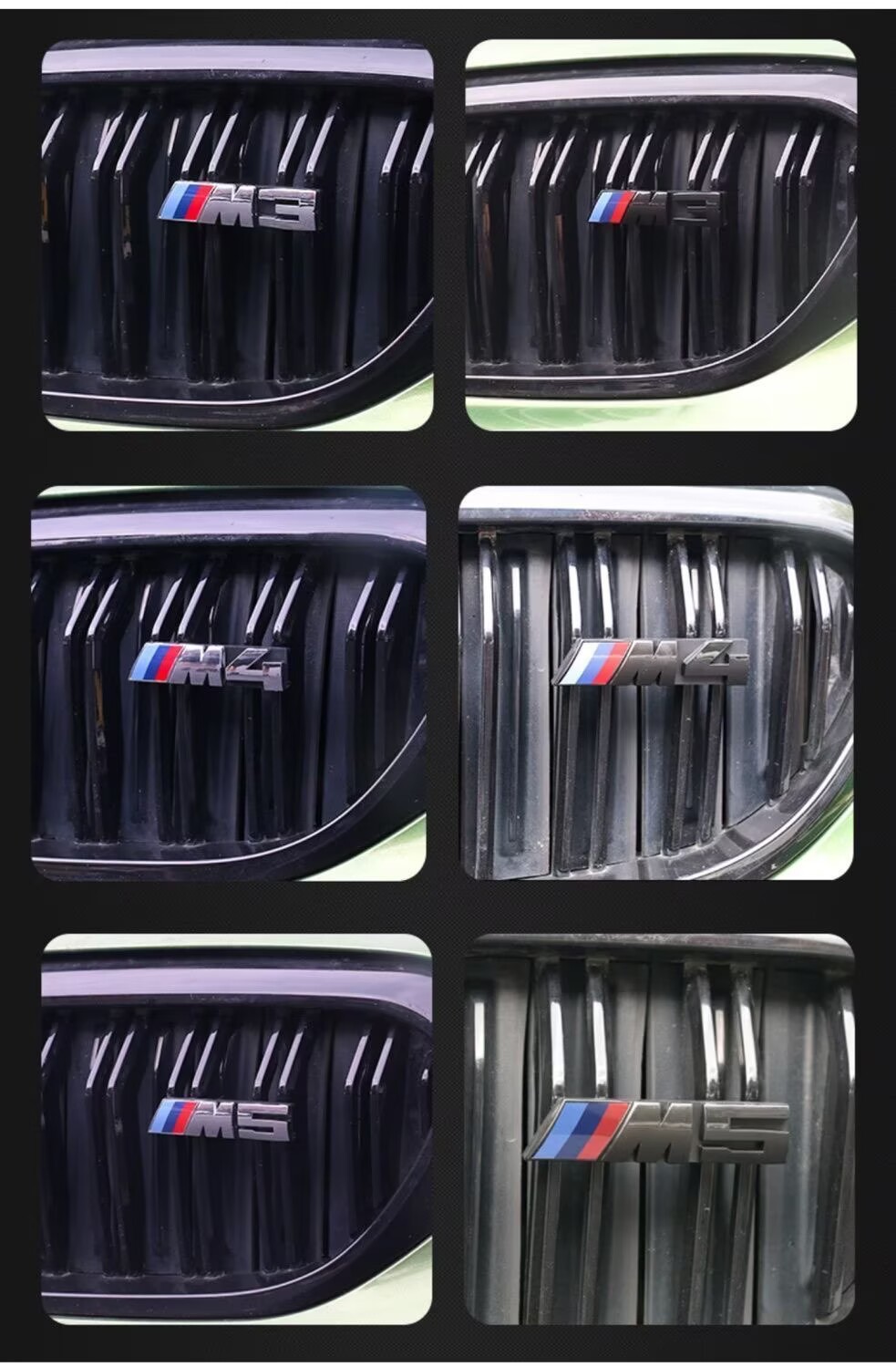 BMW self-adhesive universal grille emblem for 3 Series, 5 Series, X1M, M2, X3M, M4, X5M, M6, X7, M8, black