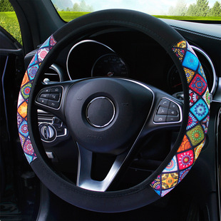 No inner ring diving material fashion color matching new elastic elastic steering wheel cover car handle cover cross-border Amazon speed