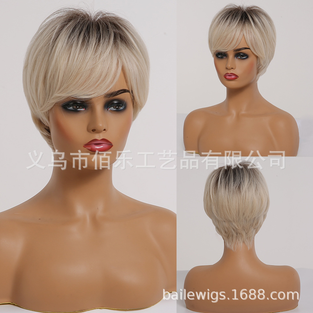 pelucas para mujer 10 pulgadas gris parcial Xuchang pelucas transfronterizas fábrica al por mayor en stock cabello