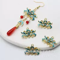 Alloy imitation burnt blue flower vine tag: 18*24mm porous diy antique hairpin step shake accessories analysis