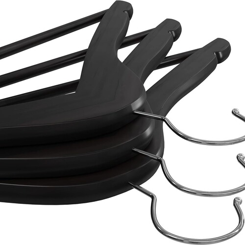 Black wooden suit hanger, solid wood suit hanger, hotel clothing hanger, adult garment rack