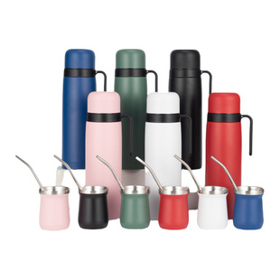 Cross-Border New Model 304 Stainless Steel Yerba Mate Cup Yerba Mate Pot Set Outdoor Portable Large Capacity Insulated Cup with Handle