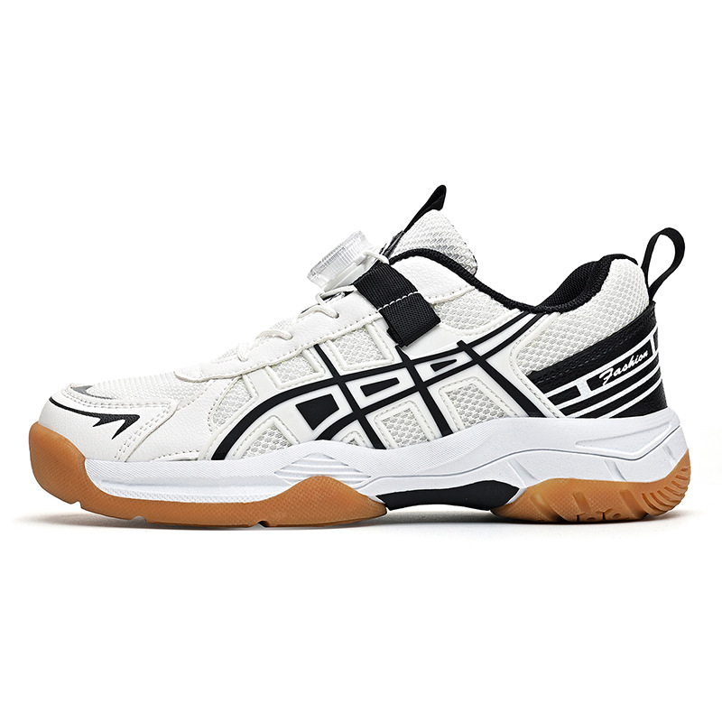 Nuevos zapatos de bádminton transfronterizos de malla transpirable, zapatos de voleibol para niños y niñas, tenis de mesa con suela suave para niños mayores en stock