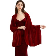 欧美婚礼新娘丝绒披肩化妆舞会派对女士礼服配件长款围巾外贸代发