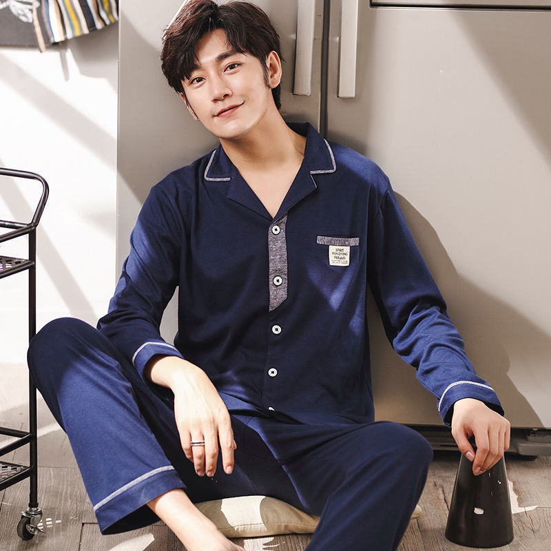 100% primavera y otoño pijamas hombres de algodón de manga larga más tamaño de los hombres casual traje de desgaste para el hogar
