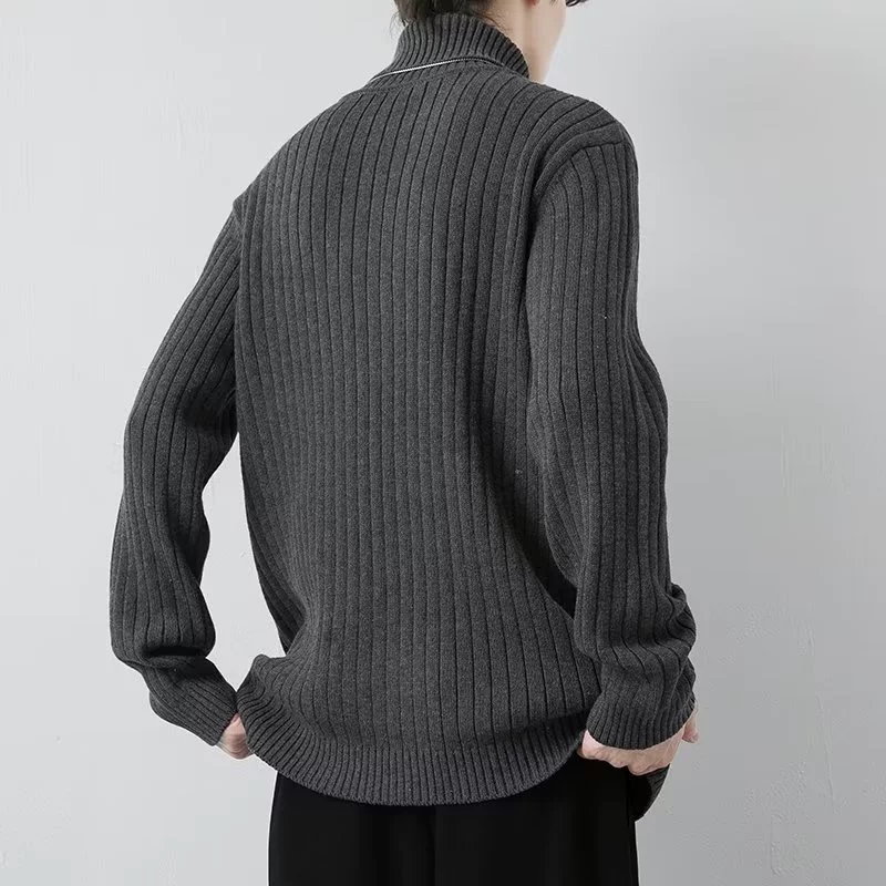 Мужской демисезонный модный цветной вязаный свитер для отдыха, slim fit