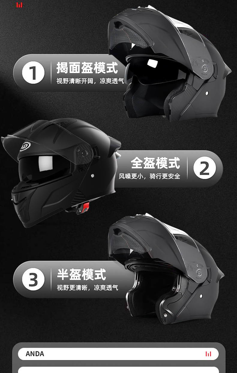 [Bluetooth Gift Pack] Ad Electric Motorcycle Helmet Men's 3C Certified Full-Face Helmet with Led Tail Light and Flip-Up Design