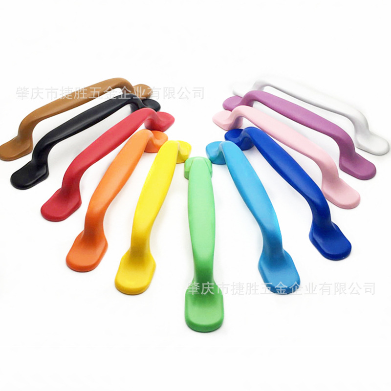 凌世新款厂家直售锌合金彩色现代简约橱柜把手衣柜抽屉鞋柜拉手