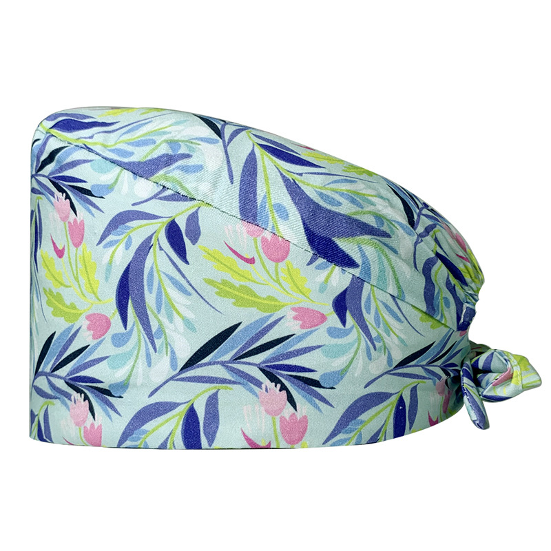 Sombrero de flores de algodón con estampado de dibujos animados, toalla absorbente para el sudor, sombrero de estudio médico, sombrero de enfermera UCI, envío directo de AliExpress