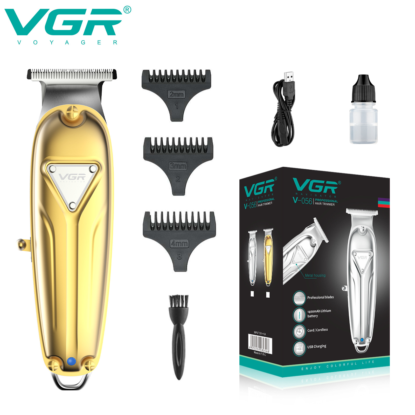 VGR Amazon's new electric home hair clipper all-metal electric clipper rechargeable trimming carving clipper 056